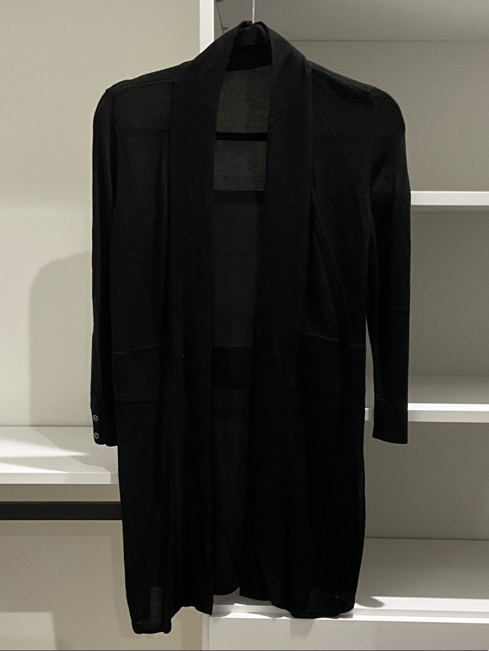 Long Open Front Black Cardigan